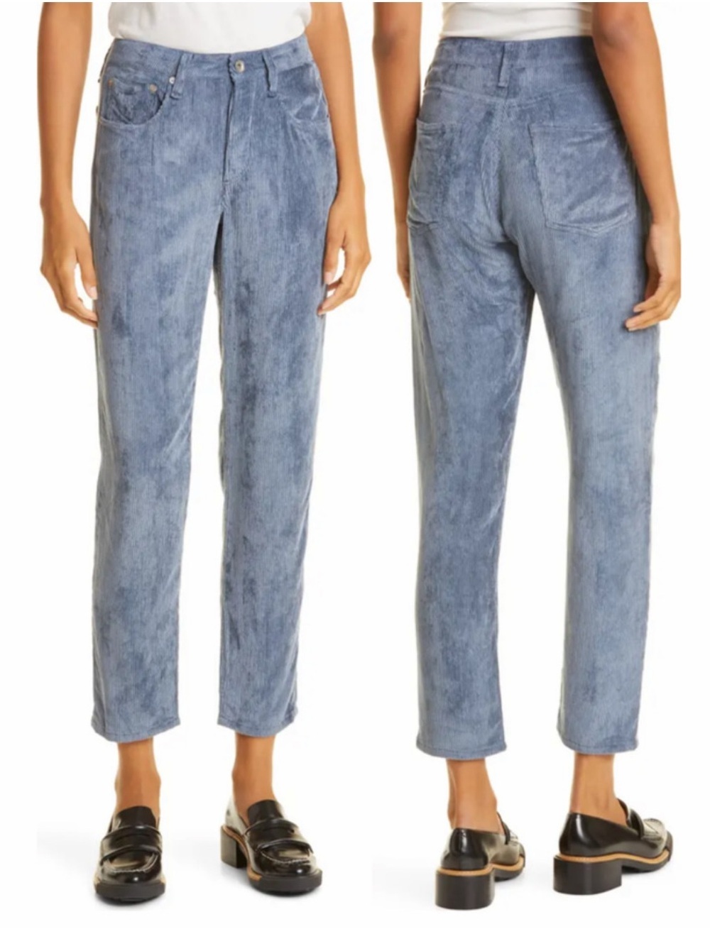 NEW Rag & Bone Rosa Crop Corduroy Pants in Deep Blue Size 30